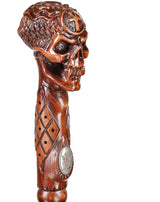 Egyptian Skull Cane: Unique Wood Handcarved Artisan Detail Hand Carved Artisan - Tophatter Daily Deals