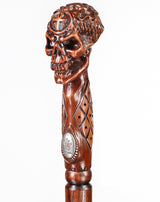 Egyptian Skull Cane: Unique Wood Handcarved Artisan Detail Hand Carved Artisan - Tophatter Daily Deals