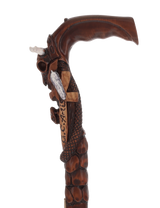 Buffalo Skull Snake: Artisan Intricate Handcarved Wood Cane Hand Carved Artisan - Tophatter Daily Deals