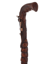 Buffalo Skull Snake: Artisan Intricate Handcarved Wood Cane Hand Carved Artisan - Tophatter Daily Deals