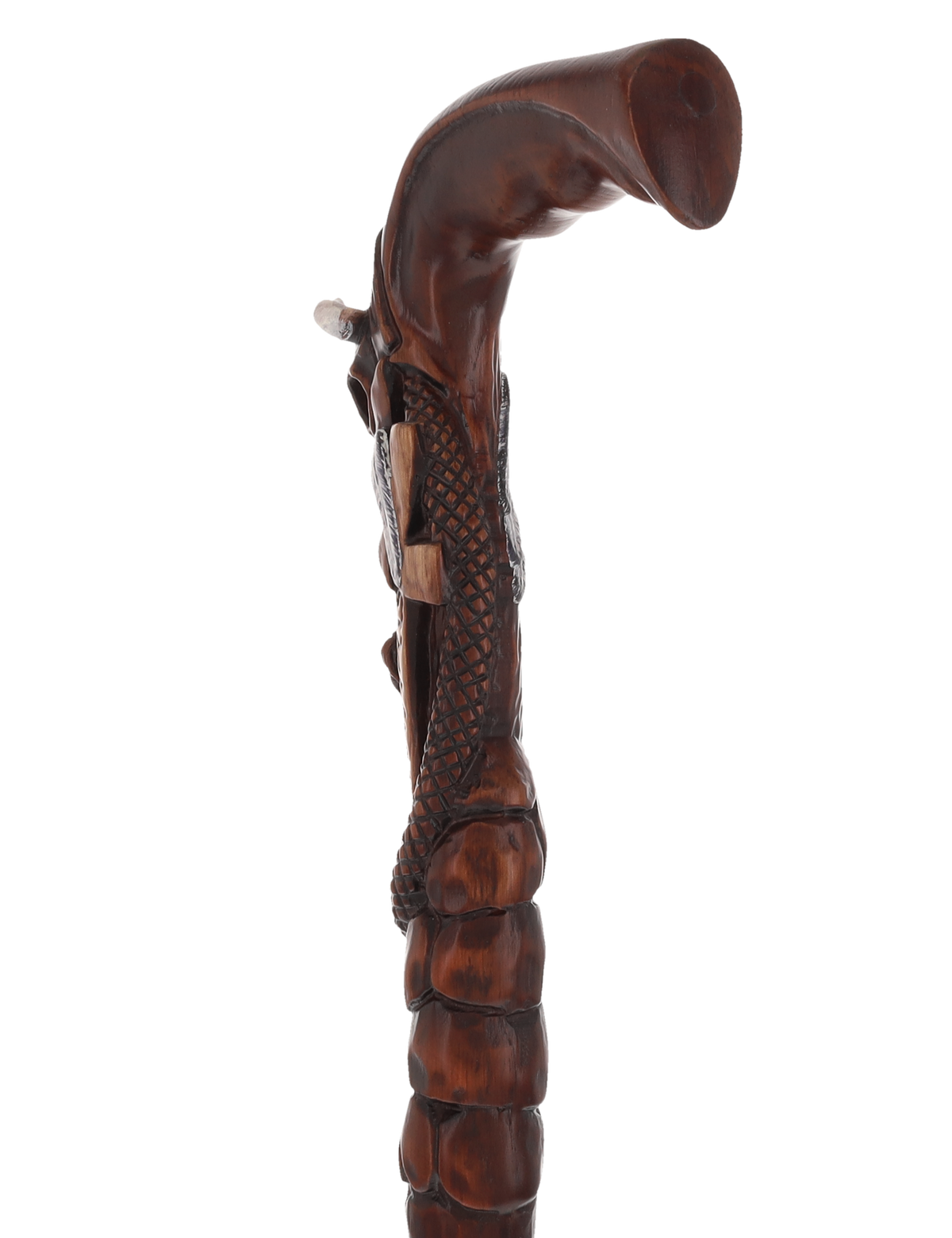 Buffalo Skull Snake: Artisan Intricate Handcarved Wood Cane Hand Carved Artisan - Tophatter Daily Deals