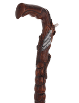 Buffalo Skull Snake: Artisan Intricate Handcarved Wood Cane Hand Carved Artisan - Tophatter Daily Deals