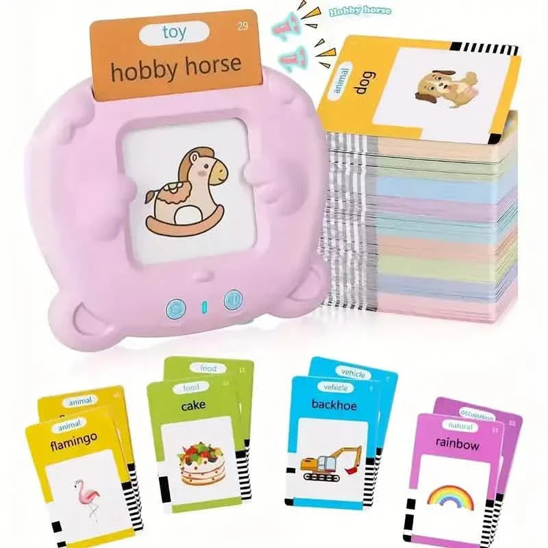 Flash Card Learning Toy – 112 Cards, 224 Words | USB Rechargeable Reading Toy for Kids (Pink/Blue) Toys & Games - Tophatter Daily Deals