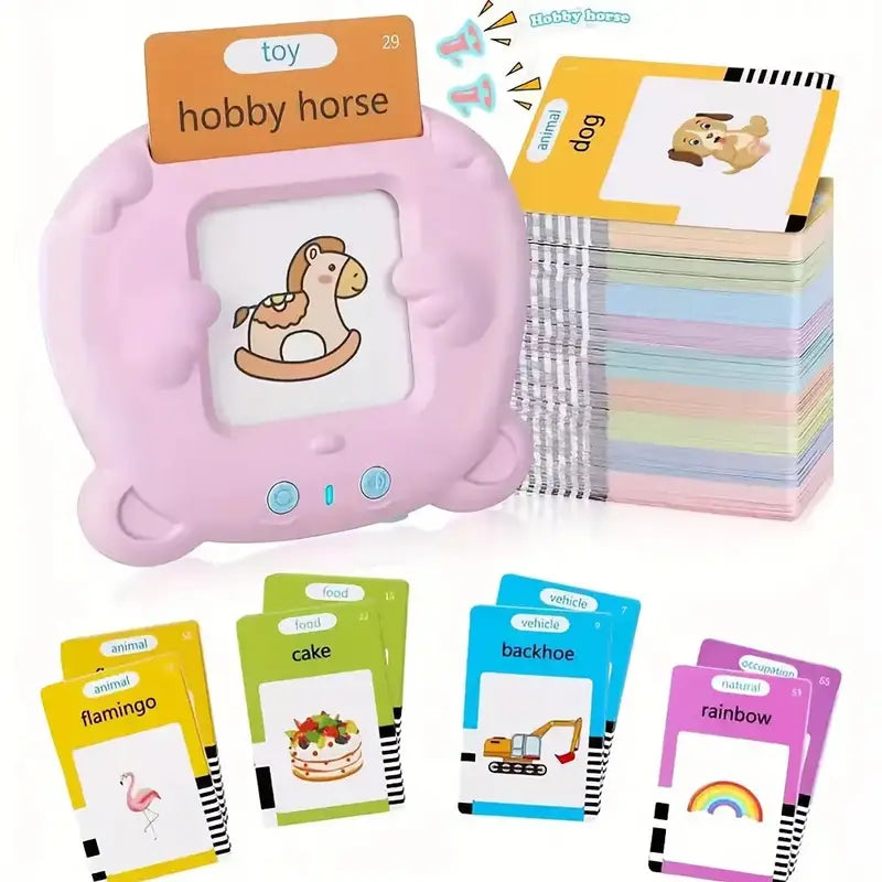 Flash Card Learning Toy – 112 Cards, 224 Words | USB Rechargeable Reading Toy for Kids (Pink/Blue) Pink Toys & Games - Tophatter Daily Deals