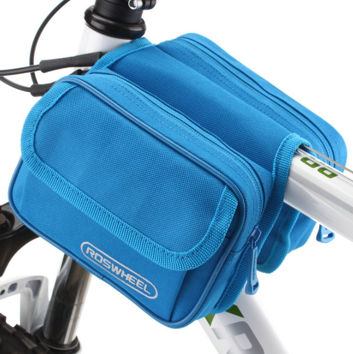 Bicycle bag front beam bag saddle bag mountain bike equipment riding bag on tube bag bicycle accessories bag Blue 0 - Tophatter Daily Deals
