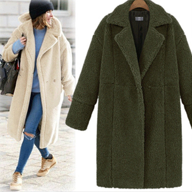 Warm Relaxed Women’s Wool Coat - Mid Length Wool Blend, City Army Green 3D Changing Face Moving Picture Frame - Tophatter Daily Deals