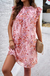 Frill Mock Neck Cap Sleeve Dress Casual Dresses - Tophatter Daily Deals