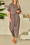 Simply Taupe High Low Boxy Fit Tee and Crop Pants Set Loungewear & Sleepwear/Loungewear - Tophatter Daily Deals