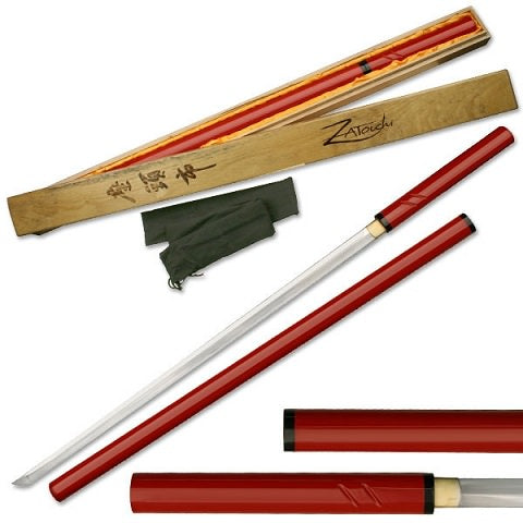 Zatoichi Handmade Samurai Sword - Red - TOPHATTER'S ARMORY DEALS Collectible Weapons - Tophatter Daily Deals