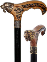 Bronze Direwolf Handcarved Celtic Art Derby Walking Cane Hand Carved Artisan - Tophatter Daily Deals