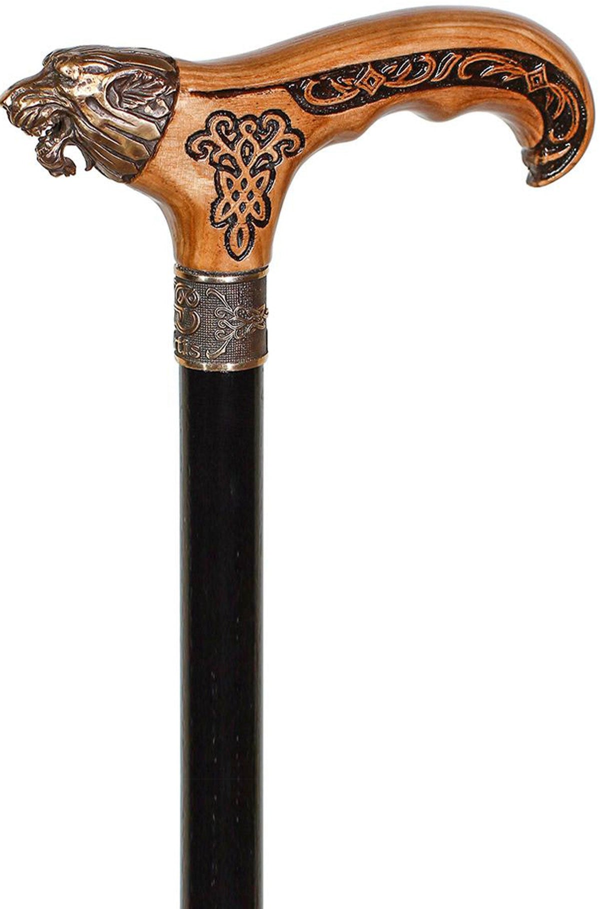 Bronze Direwolf Handcarved Celtic Art Derby Walking Cane Hand Carved Artisan - Tophatter Daily Deals