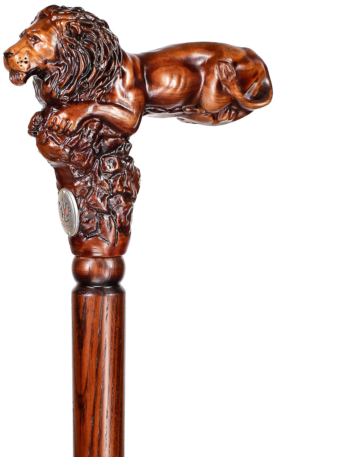 Lion King: Artisan Intricate Handcarved Oak Cane (Right Hand) Hand Carved Artisan - Tophatter Daily Deals