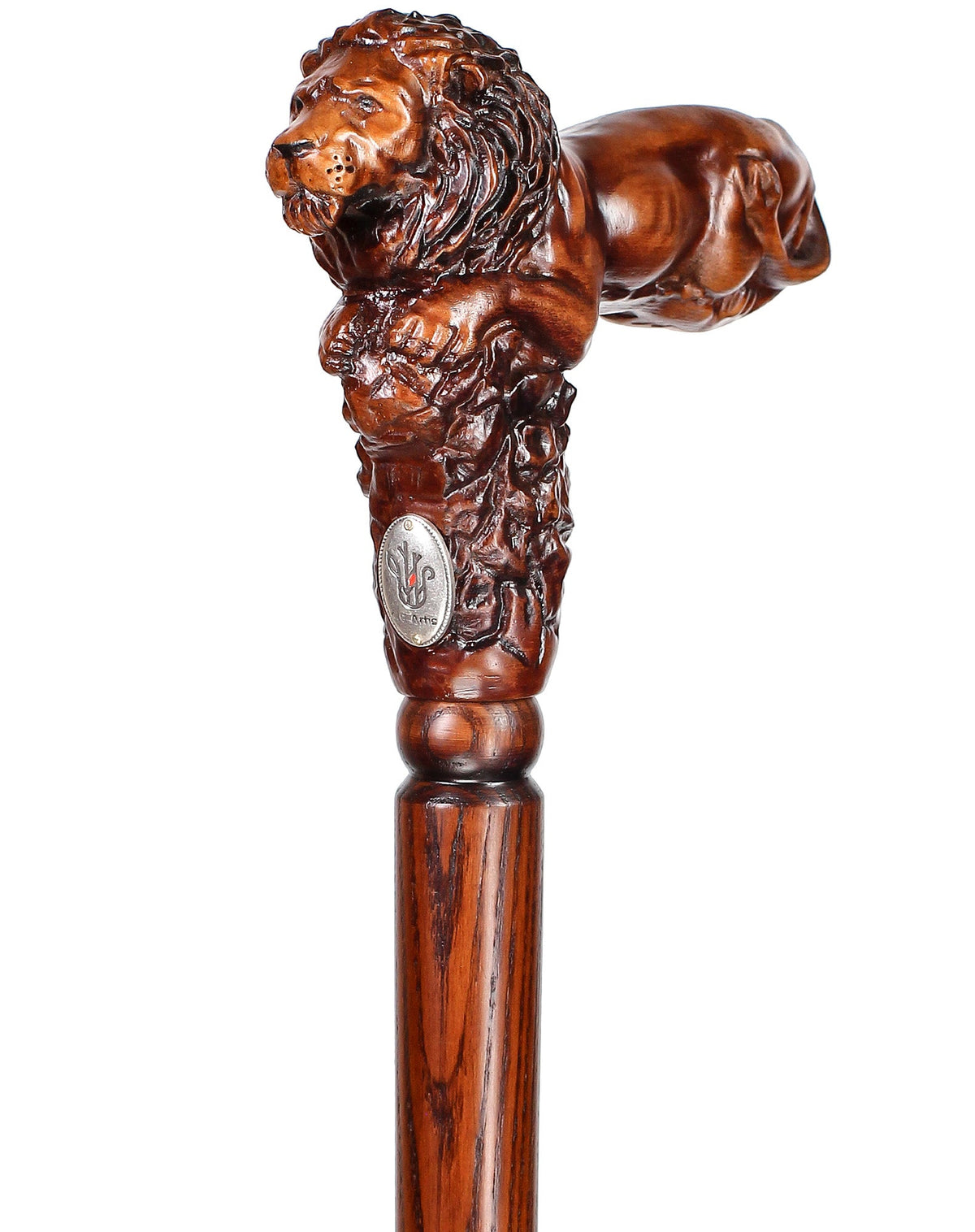 Lion King: Artisan Intricate Handcarved Oak Cane (Right Hand) Hand Carved Artisan - Tophatter Daily Deals