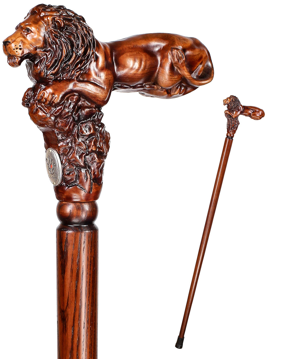 Lion King: Artisan Intricate Handcarved Oak Cane (Right Hand) Hand Carved Artisan - Tophatter Daily Deals