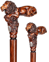 Lion King: Artisan Intricate Handcarved Oak Cane (Right Hand) Hand Carved Artisan - Tophatter Daily Deals