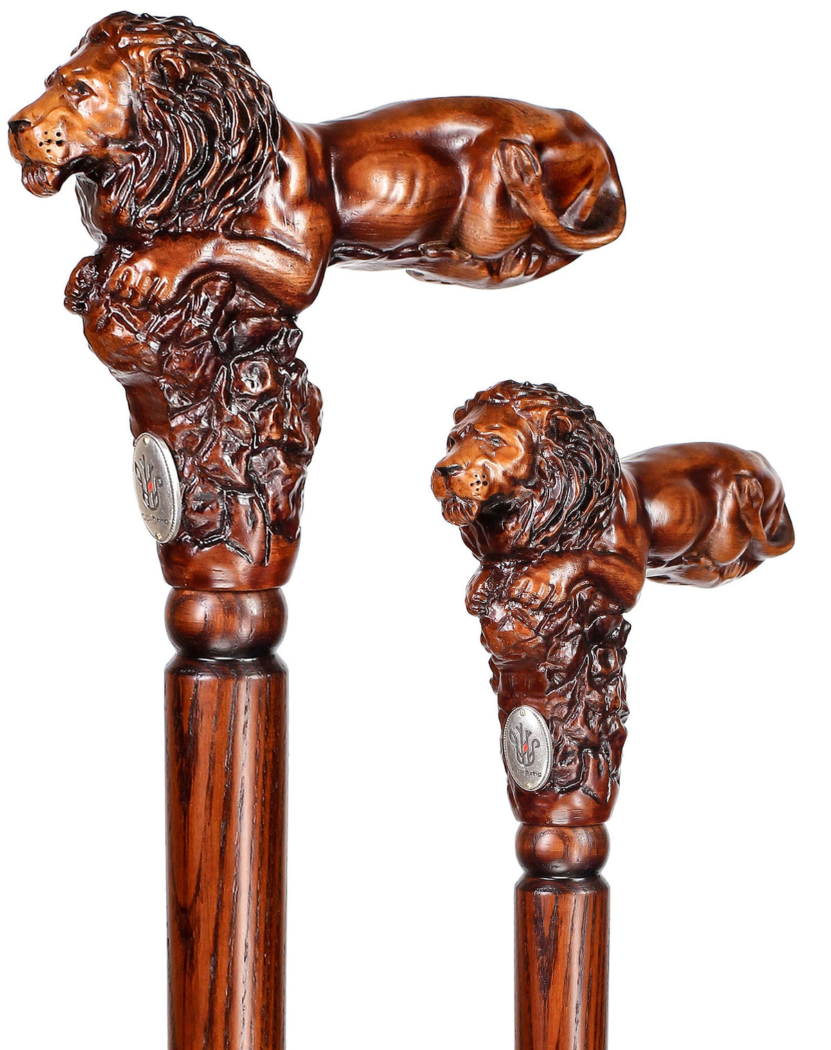 Lion King: Artisan Intricate Handcarved Oak Cane (Right Hand) Hand Carved Artisan - Tophatter Daily Deals