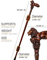 Lion King: Artisan Intricate Handcarved Oak Cane (Right Hand) Hand Carved Artisan - Tophatter Daily Deals