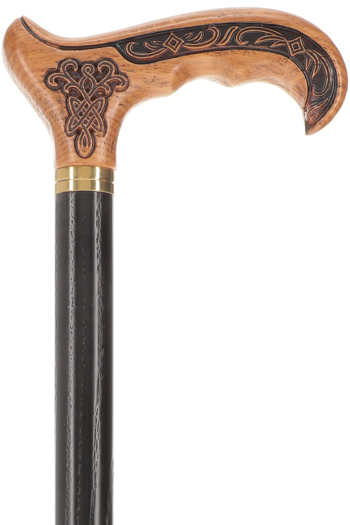 Handcarved Celtic Art : Oak Wood Cane Derby Handle Hand Carved Artisan - Tophatter Daily Deals