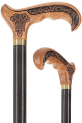 Handcarved Celtic Art : Oak Wood Cane Derby Handle Hand Carved Artisan - Tophatter Daily Deals