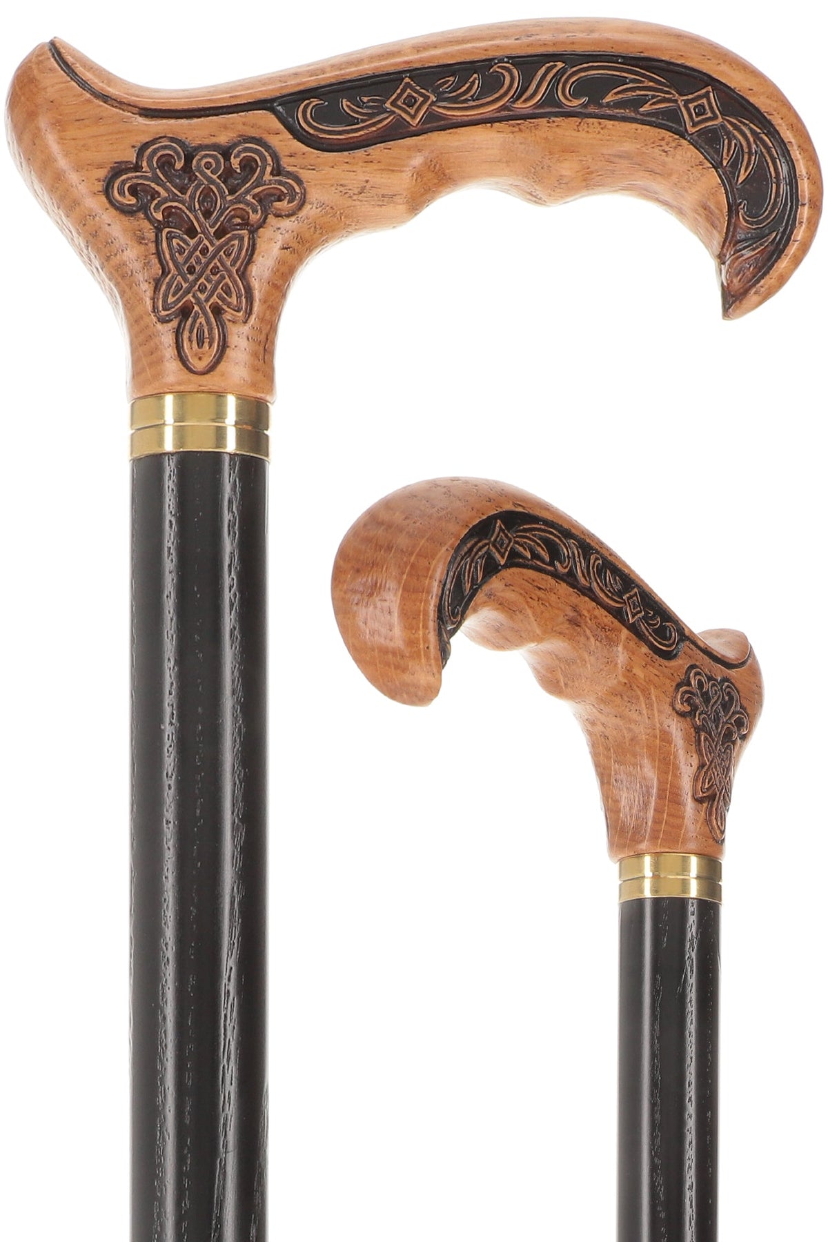 Handcarved Celtic Art : Oak Wood Cane Derby Handle Hand Carved Artisan - Tophatter Daily Deals