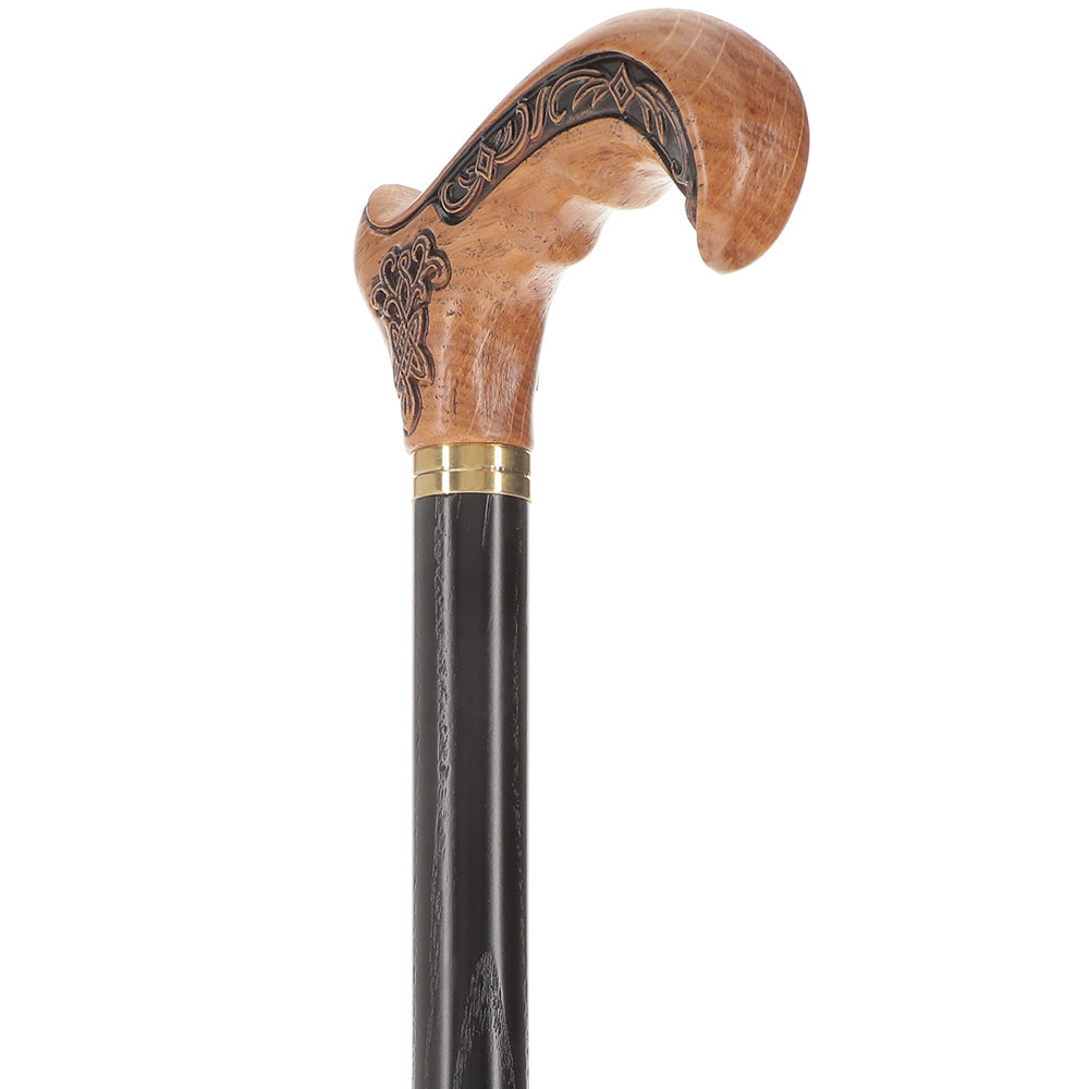 Handcarved Celtic Art : Oak Wood Cane Derby Handle Hand Carved Artisan - Tophatter Daily Deals