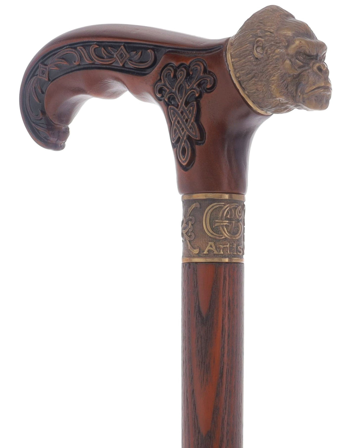 King Kong: Bronze Artisan Intricate Detail Design Cane Hand Carved Artisan - Tophatter Daily Deals