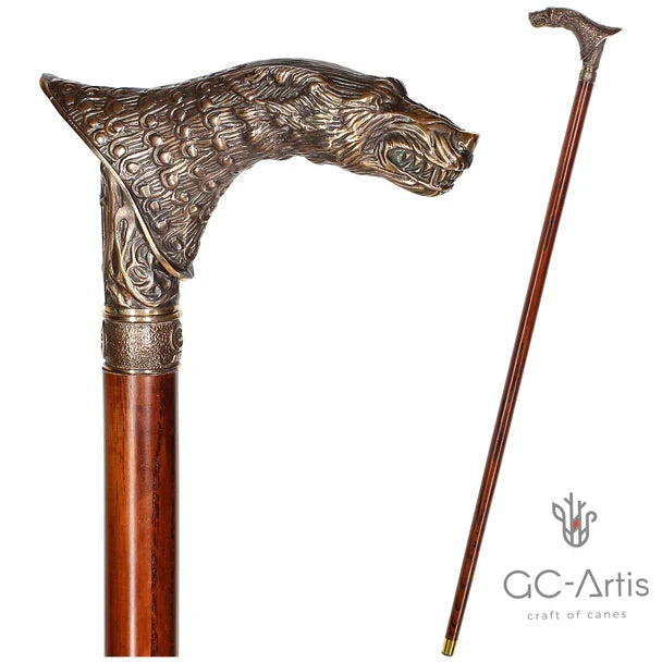 Wolf Vintage: Bronze Artisan Intricate Detail Design Cane Hand Carved Artisan - Tophatter Daily Deals
