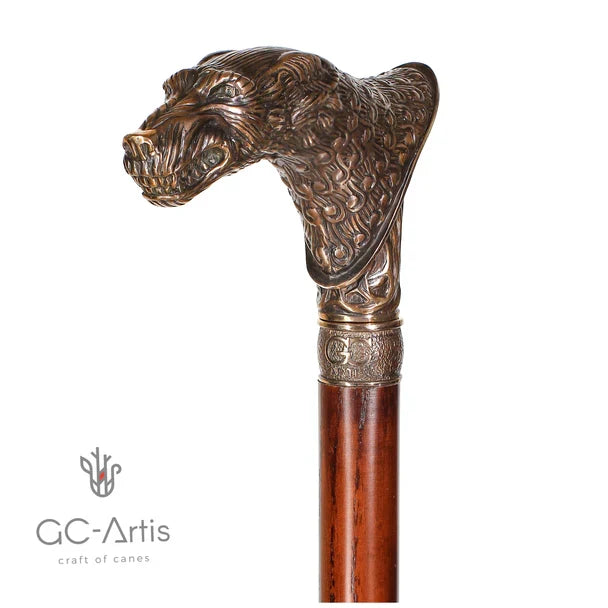 Wolf Vintage: Bronze Artisan Intricate Detail Design Cane Hand Carved Artisan - Tophatter Daily Deals