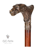 Wolf Vintage: Bronze Artisan Intricate Detail Design Cane Hand Carved Artisan - Tophatter Daily Deals