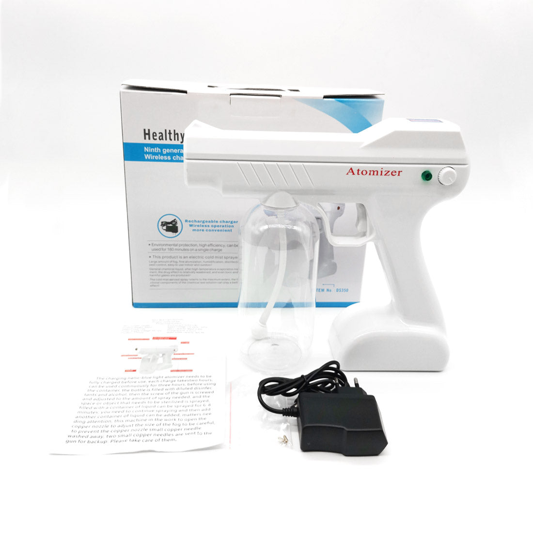 Blue Light Atomizing Spray Gun Handheld Wireless Atomizing Fogger Disinfection Sprayer Nano Sprayer Household Supplies 0 - Tophatter Daily Deals