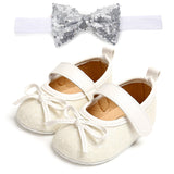 Baby shoes soft sole non-slip toddler shoes 2-piece headband 0 - Tophatter Daily Deals