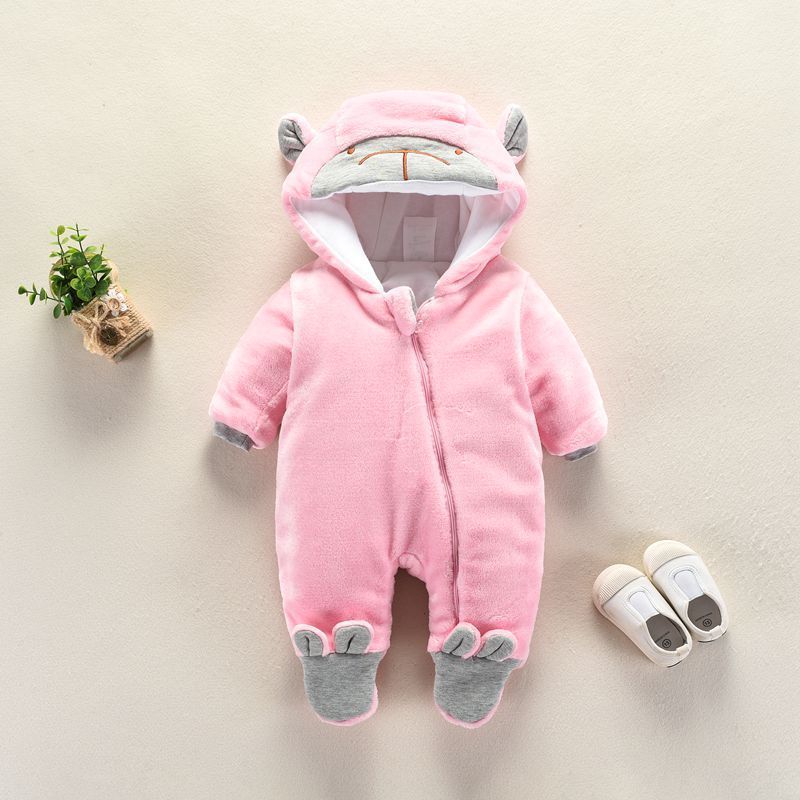 Autumn and winter newborn climbing suit Pink 0 - Tophatter Daily Deals