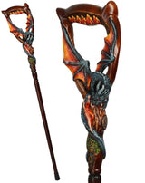 Guardian Dragon Black Hand-Painted Dark Wood: Artisan Intricate Hand-Carved Cane Hand Carved Artisan - Tophatter Daily Deals