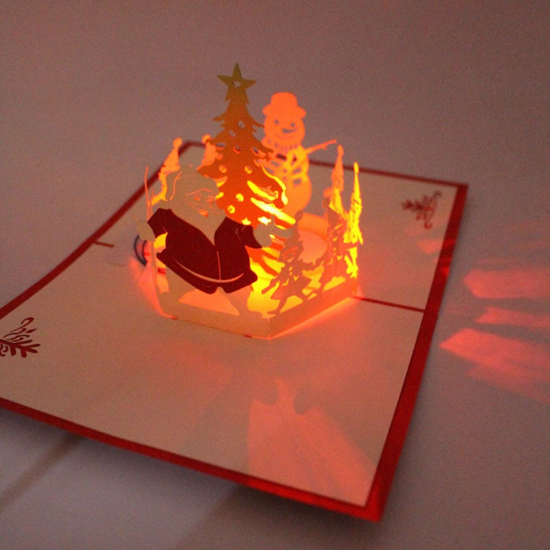 3D light paper cut greeting card Santa Claus 0 - Tophatter Daily Deals