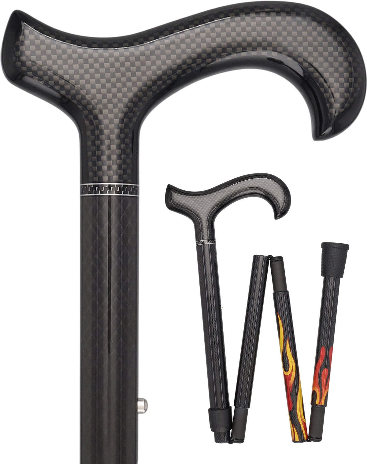 Dr. House Flame Folding Derby Cane: Foldable & Adjustable Carbon Fiber Dr Gregory House Walking Canes - Tophatter Daily Deals