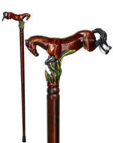 Sprint Horse Hand-painted: Intricate Handcarved Cane Hand Carved Artisan - Tophatter Daily Deals