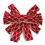 Red Velveteen Tree Top Bow with Long Streamer | Fabric Christmas Tree Topper Tree Decoration - Tophatter Daily Deals