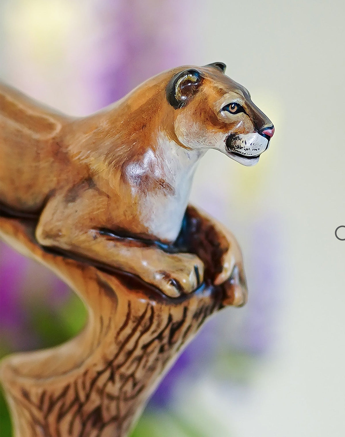 American Puma Cat Light Wood Artisan Intricate Handcarved Cane Hand Carved Artisan - Tophatter Daily Deals