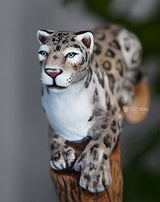Leopard Hand-Painted Light Wood Artisan Intricate Handcarved Cane Hand Carved Artisan - Tophatter Daily Deals
