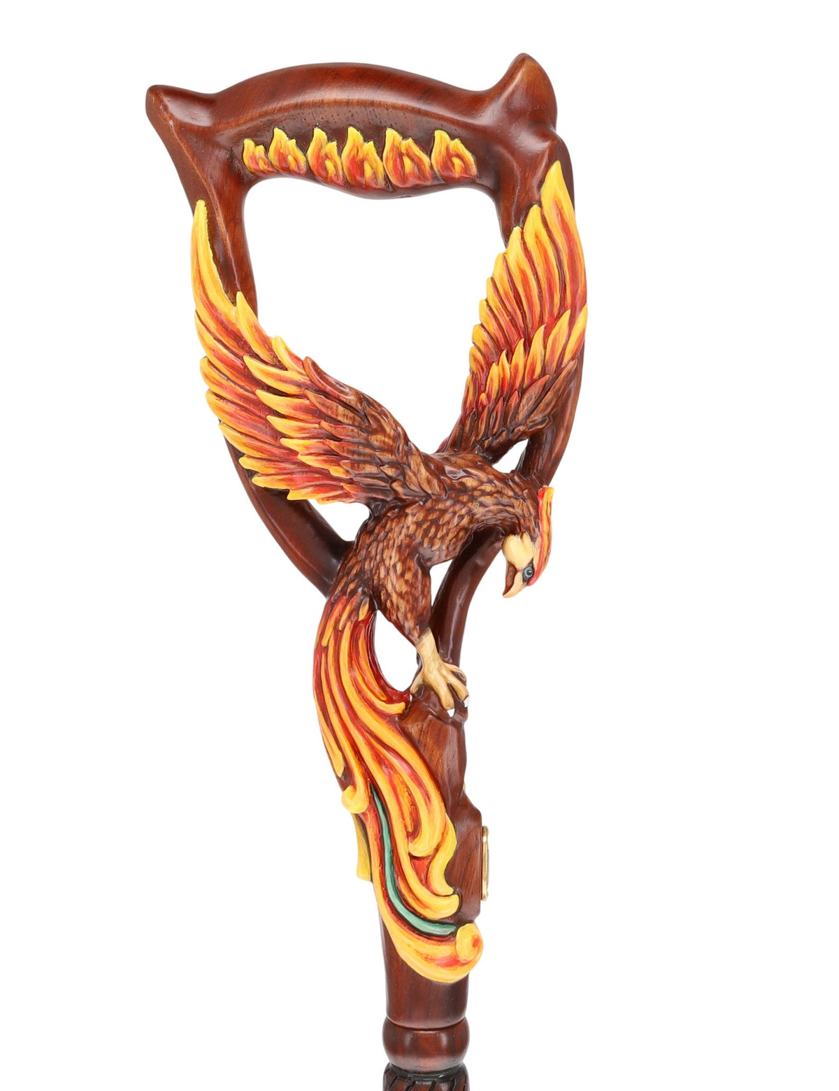 Phoenix Bird: Artisan Intricate Hand-Carved Dark Wood Cane Hand Carved Artisan - Tophatter Daily Deals