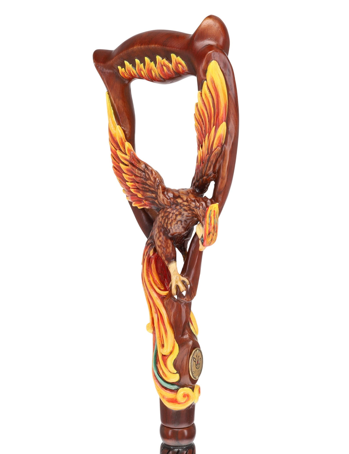 Phoenix Bird: Artisan Intricate Hand-Carved Dark Wood Cane Hand Carved Artisan - Tophatter Daily Deals