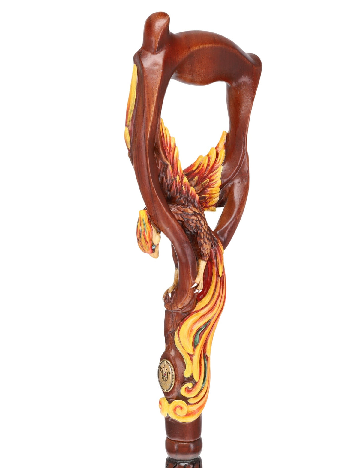Phoenix Bird: Artisan Intricate Hand-Carved Dark Wood Cane Hand Carved Artisan - Tophatter Daily Deals