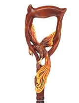 Phoenix Bird: Artisan Intricate Hand-Carved Dark Wood Cane Hand Carved Artisan - Tophatter Daily Deals