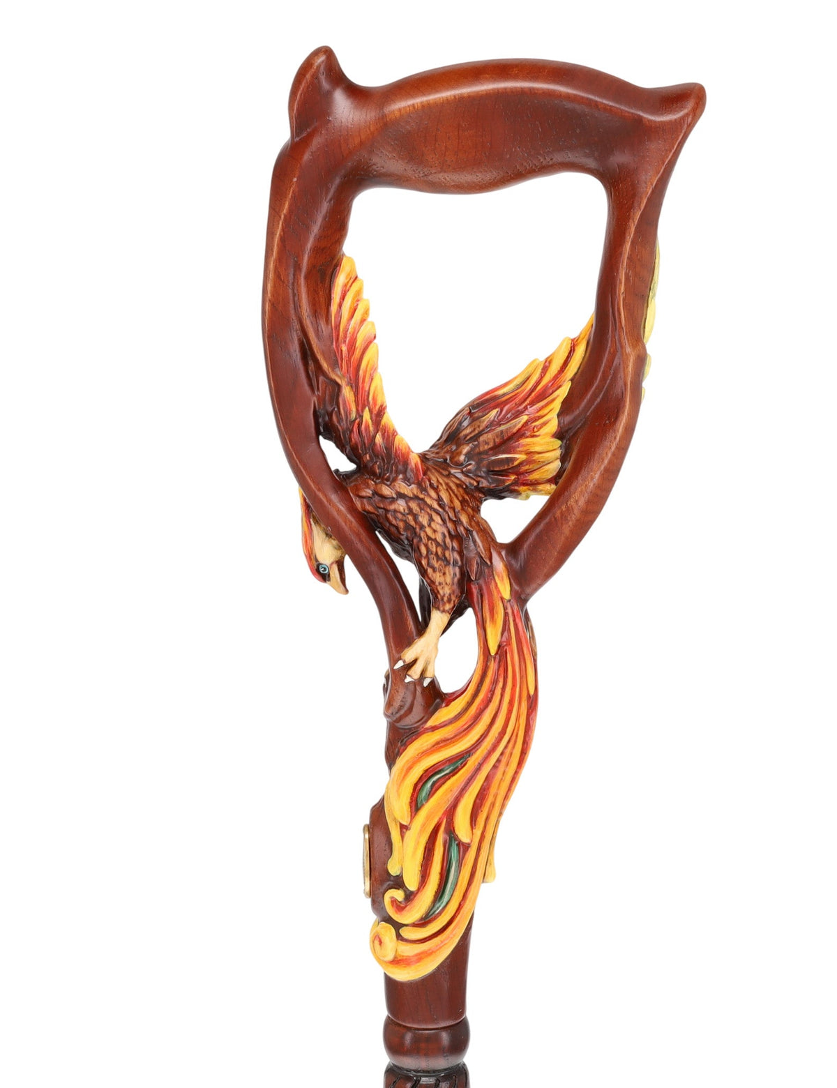 Phoenix Bird: Artisan Intricate Hand-Carved Dark Wood Cane Hand Carved Artisan - Tophatter Daily Deals