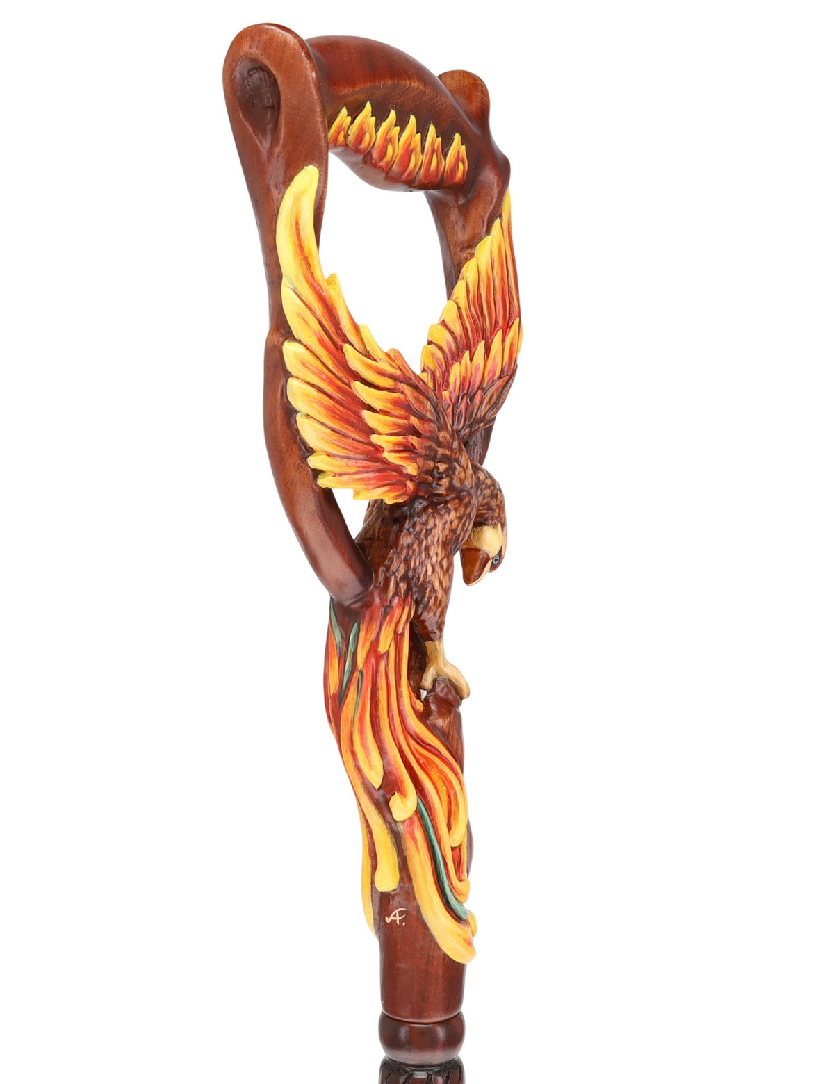 Phoenix Bird: Artisan Intricate Hand-Carved Dark Wood Cane Hand Carved Artisan - Tophatter Daily Deals