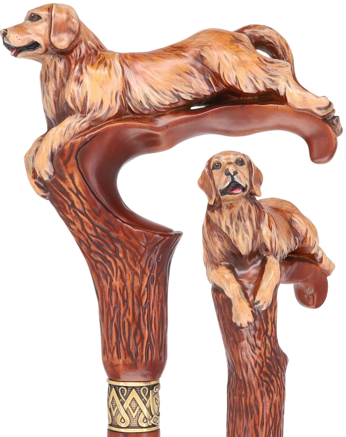 Golden Retriever Dog: Artisan Intricate Detail Handcarved Cane Hand Carved Artisan - Tophatter Daily Deals