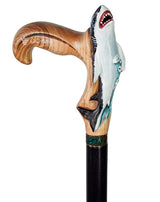 Masterpiece Hand-Carved Shark Painted Walking Cane Hand Carved Artisan - Tophatter Daily Deals