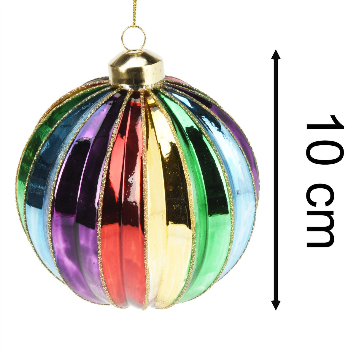 Large Rainbow Christmas Bauble | Multicoloured Christmas Tree Ornament - 10cm Baubles - Tophatter Daily Deals