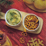 Christmas Mistletoe Serving Set | 2 Ceramic Snack Bowls with Bamboo Paddle Tray Bowl - Tophatter Daily Deals