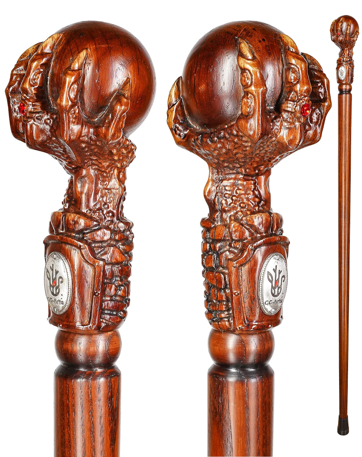 The Dragon Claw Staff - Light Wood Walking Staff Master-Carved Walking Staff Hand Carved Artisan - Tophatter Daily Deals